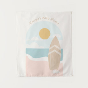 Tenture Baby Shower Planche de Surf Plage
