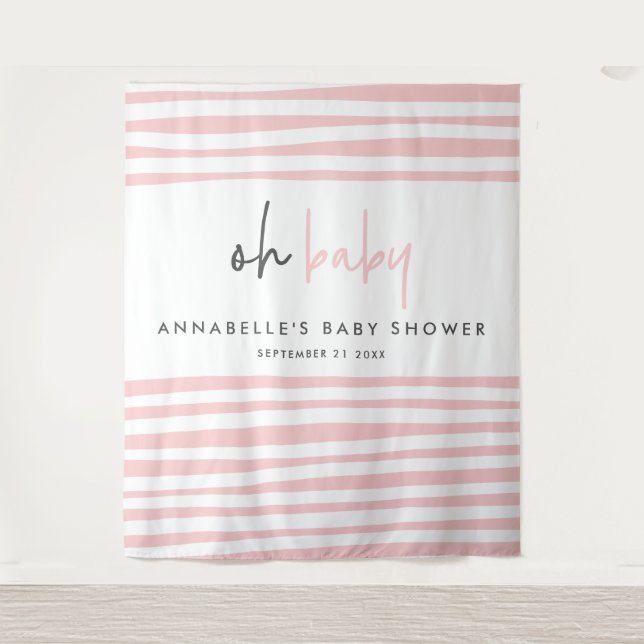 Tenture Baby shower rose moderne unique typographie (Devant)