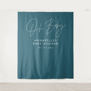 Tenture Baby shower script moderne bleu turquoise élégant