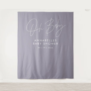 Tenture Baby shower script moderne lilas violet élégant