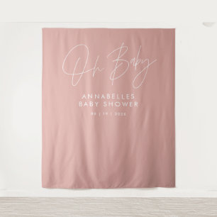 Tenture Baby shower script moderne rose rose élégant