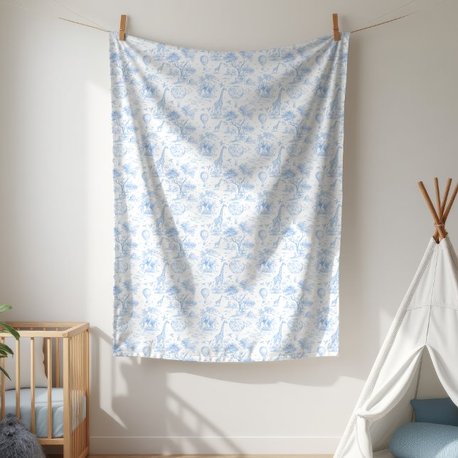 Tenture Baby Shower Toile de Jouy Safari Bleu (Créateur téléchargé)