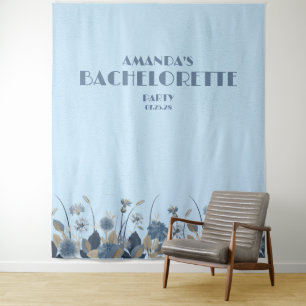 Tenture Bachelorette Flore Bleue Élégante Fond