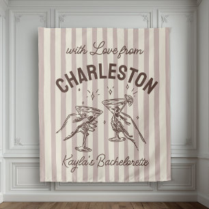 Tenture Bachelorette Pastel Stripes Martini Personnalisé S