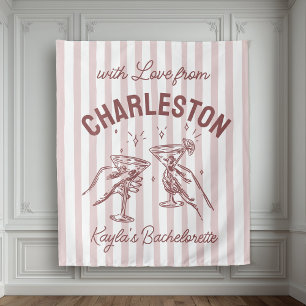 Tenture Bachelorette Pastel Stripes Martini Personnalisé S
