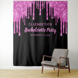 Tenture Bachelorette rose chaud Parties scintillant noir p