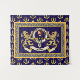 Tenture Badge de clan Adair personnalisé bleu