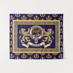 Tenture Badge de clan Agnew personnalisé bleu
