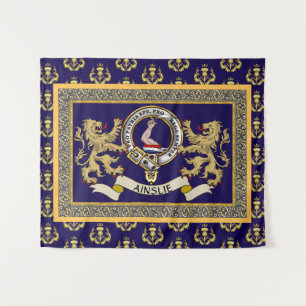 Tenture Badge de clan Ainslie personnalisé bleu