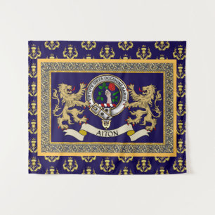 Tenture Badge de clan Aiton personnalisé bleu