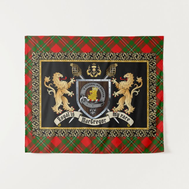 Tenture Badge et devise du clan MacGregor avec Lions (Devant (Horizontal))