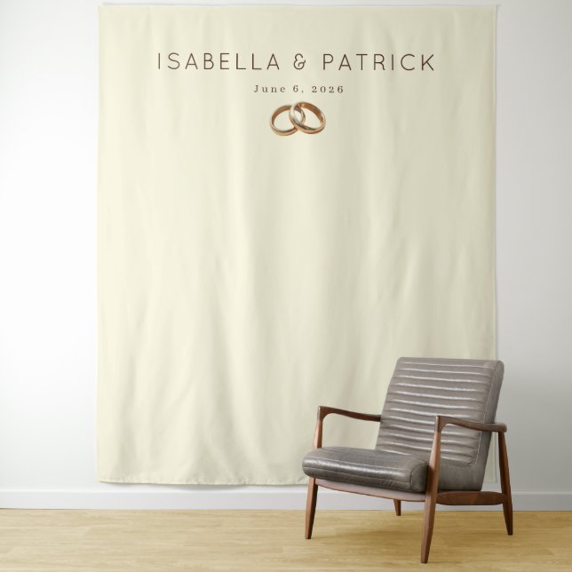Tenture Bagues de mariage élégantes en beige (En situation)