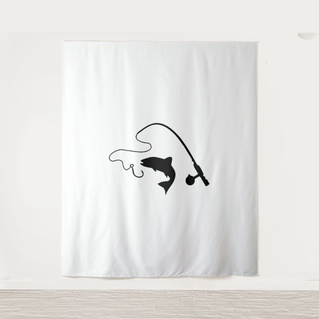 Tenture Baguette de pêche et poisson, pêche (Devant)