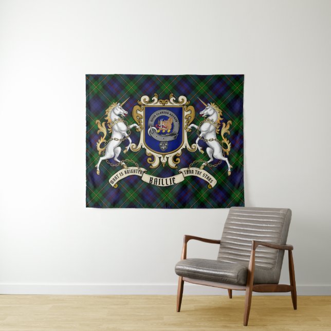 Tenture Baillie Clan Badge & Tartan Tapestry (En situation (horizontale))
