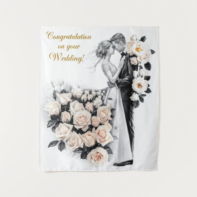 Tenture Baiser de mariage romantique avec robe florale #3 (Devant)