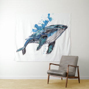 Tenture Baleine à bosse bleue