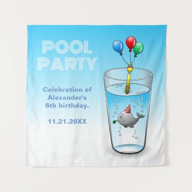 Tenture Baleine prête pour une fête d'anniversaire (Devant)