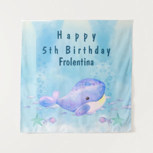Tenture Baleines Tastic Bleu Anniversaire