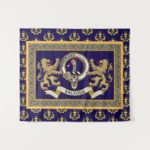 Tenture Balfour Clan Badge Personnalisé Bleu