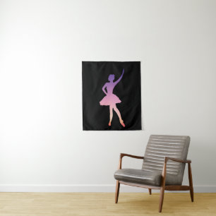 Tenture Ballerina fille silhouette rose violet