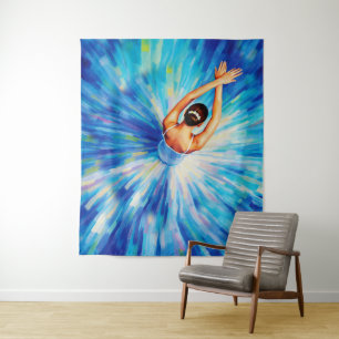Tenture Ballerine gracieuse dans un vortex bleu cosmique P