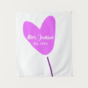 Tenture Ballon coeur rose Mme ajouter nom est. Ajouter ann