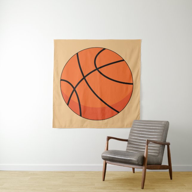 Tenture Ballon de basket dessiné (En situation)