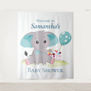 Tenture Ballon éléphant Baby shower fille fond