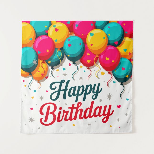 Tenture Ballon Joyeux Anniversaire (Devant)