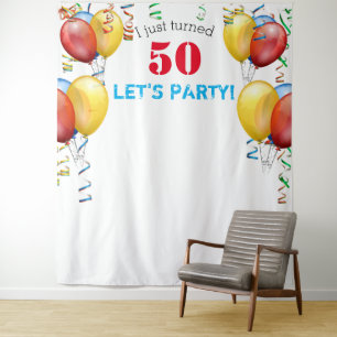 Tenture Ballons 50e anniversaire Photo Booth fond