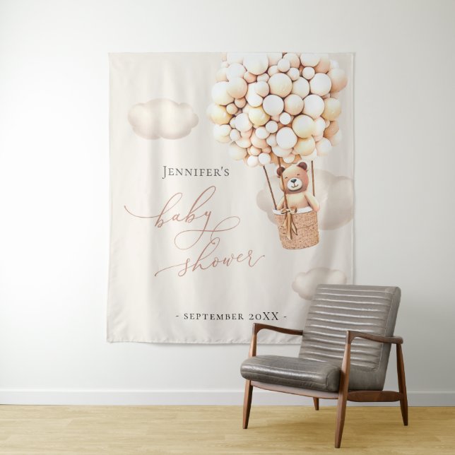 Tenture Ballons Ours Neutre (En situation)