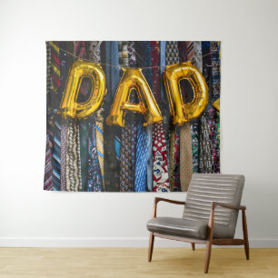 Tenture Ballons papa en or avec Cravates colorés