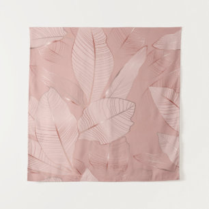 Tenture Banane, feuilles de palmiers : cuivre brillant.