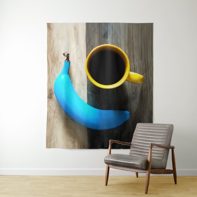 Tenture Banane Turquoise et pâte à café jaune - Pop Art (En situation)