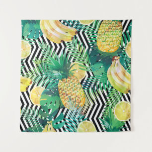 Tenture Bananes exotiques citrons Tropical sans joint