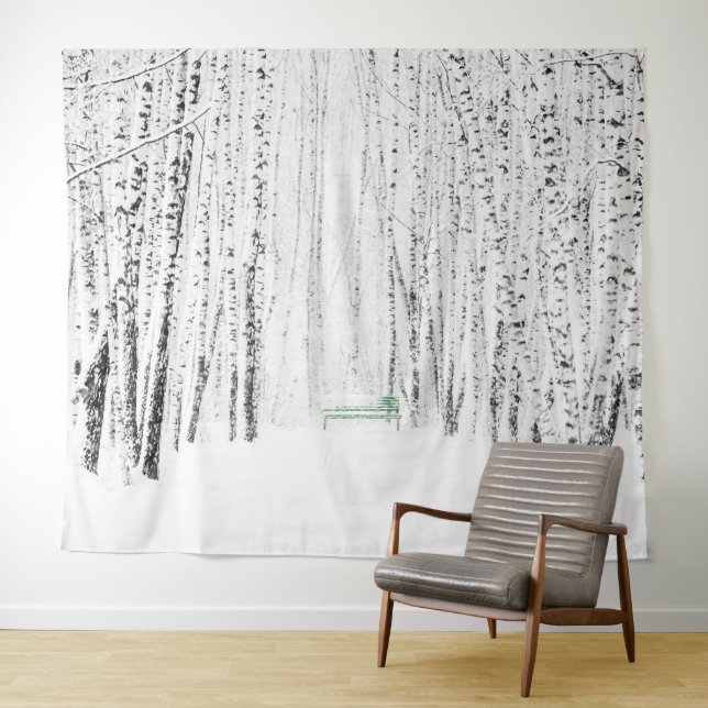 Tenture Banc vert dans le parc d'hiver. Laisse tomber Noël (En situation (horizontale))