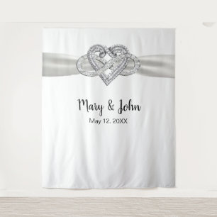 Tenture Bande blanche Infinity Heart Mariage fond