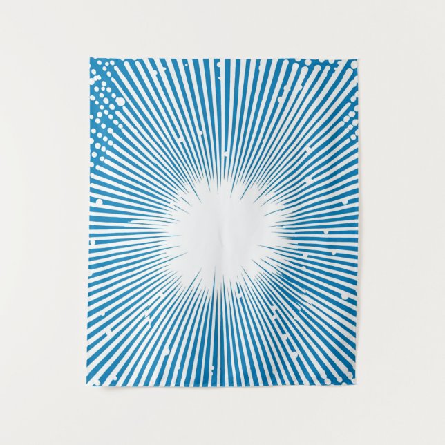 Tenture Bande dessinée Pop Art Explosion - Bleu et Blanc (Devant)