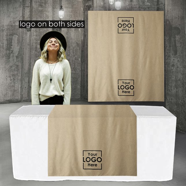 Tenture Bandeau de table Business 2 Logos Faux Kraft (Table Runner Banner Business 2 Logos Faux Kraft Tapestry)