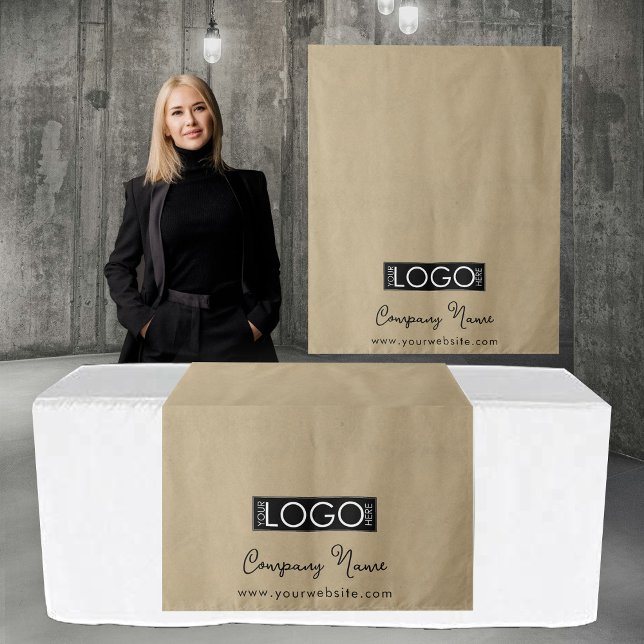 Tenture Banderole de table à logo personnalisé Script Kraf (Custom Logo Table Runner Banner Script Kraft Tapestry)
