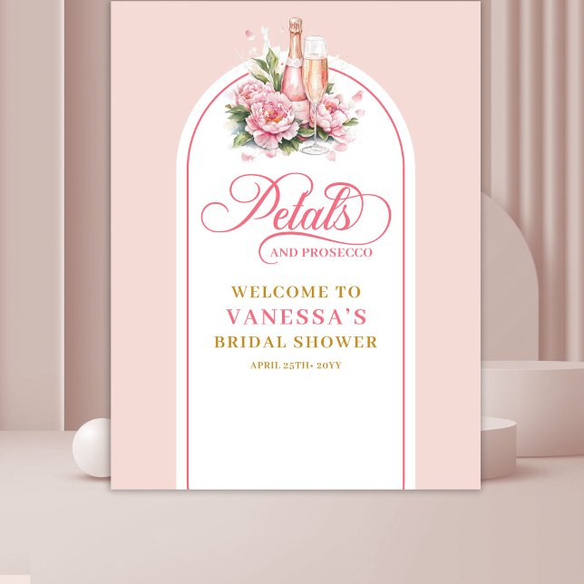 Tenture Banderole d'événement doré rosé pétale chic et pro (Classy petals and prosecco blush gold event banner)