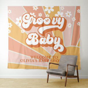 Tenture Banne de Baby Shower Groovy Baby Retro Sunshine Da