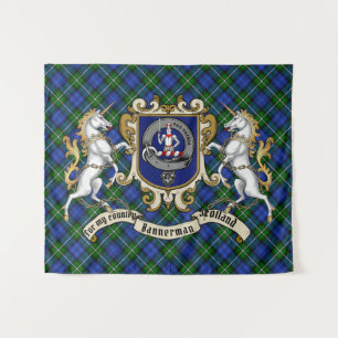 Tenture Bannerman Clan Badge & Unicorns avec Tartan