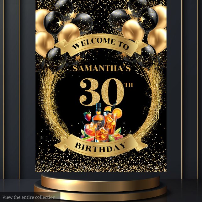 Tenture Bannière charmante du Whiskey Party, 30e anniversa (Charming 30th Birthday Whiskey Party Banner)