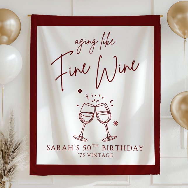 Tenture Bannière d'anniversaire de vin fin, Par (Créateur téléchargé)