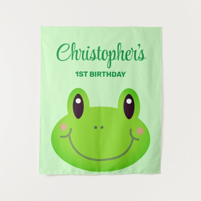 Tenture Bannière d'anniversaire grenouille pour enfants (Devant)
