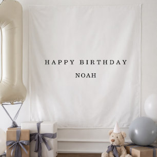 Tenture Bannière d'anniversaire personnalisée en tissu min