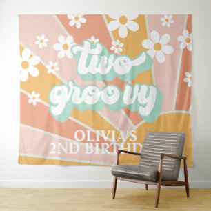 Tenture Bannière d'anniversaire Rétro Sunshine Two Groovy 