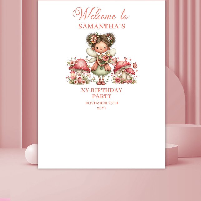 Tenture Bannière de 5e anniversaire de la Fée Florale Magi (Magical Floral Fairy 5th Birthday Banner)