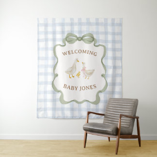 Tenture Bannière de Baby Shower Bleu Canard Boiteux